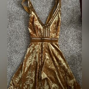 Free people XS gold velvet mini dress